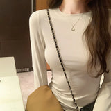 Round-Necked Solid Color Long-Sleeved Shoulder T-Shirt With A New Autumn And Winter Skinny Basic