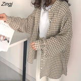 Women Kawaii Simple Casual Plaid Loose Korean Style Daily All-match Harajuku Cute Student Womens Clothing Fashion