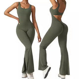 Women's Sleeveless Horn Jumpsuit Sexy Bare Back Vest Tightening Hip Yoga