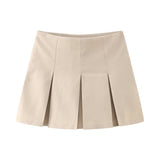 New Autumn 2023 Women's Dress High Waist Wide Pleated Skirt Shows Thin Miniskirt