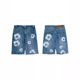 Tears Kapok Printing Beauty Trend Summer Men's And Women's Loose Casual Denim Shorts Trend Five-Cent