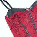 Autumn New Sexy Hot Girl Vest Dark Style Slim Leather Spliced Halter