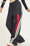 Streetwear Bf Patchwork Striped Cargo Pants Fashion Hip Hop Women Y2K Trousers Korean Casual Sweatpants Wide Leg Pants