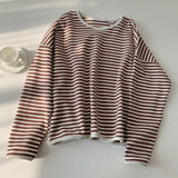 spring and autumn new Korean version casual lazy style pullover striped sweater women's loose top