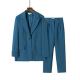 Women Blazer And Guard Pants Sets Two Pieces OL Single Breasted Jacket Formal Suit Pleated Trousers Spring Autumn