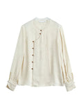 Chinese Style Collar Shirt Women's Dress 2025 Light National Style Flowering And Set Of Squints On The Horse Face