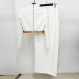 Star Fashion New Heavy Industry Embroidered Studs Short Blouse Dress Set Two