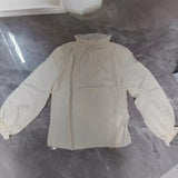 New Leisure Version Vertical Collar Lotus Leaf Trim Pendent Shirt