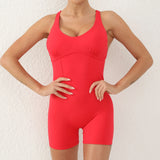 Zingj Shoulder Strap Bare Back Fitness Yoga Jumpsuit Sleeveless Hollow Back V-Waist Tight Fitness Pants- Outfit