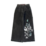Y2K Baggy Jeans Men's Pattern Hip-Hop Street Harajuku Men's Wide-Legged