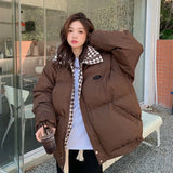 2024 Winter New Style Lazy Down Cotton Clothes Female Loose Standing Collar Short Cotton-Padded Jacket And Thick Bread Batch-Outfit