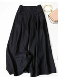 Pants for Women Cotton Linen Large Size Wide Leg Pants Femme Arts Style Elastic Waist Solid Casual Loose