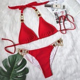 Zingj New Swimsuit Crystal Diamond Swimming Suit Sexy Swimsuit Metal Accessories