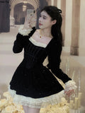 Sweet Lace Patchwork Princess Dresses Women's French Elegant Birthday Evening Party Slim Vestidos Ladies Spring Y2k