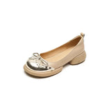 Zingj Comfortable French Retro Pearl Bowknot Bean Bean Shoes Female Thick Heel Thick Platform 2024 Spring And Autumn New Single