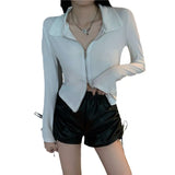 Zingj Short Coat Female Autumn Thin Casual Versatile 2024 New Show Thin Hong Kong Flavor Long Sleeve Early Autumn Jacket-Outfit