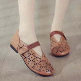Zingj First Layer Of Cowhide Summer New Flat-Soled Women's Shoes Leisure Leather Sandals Comfortable Breathable Mother's