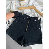 women vintage pockets leisure Denim Shorts Skirts Ladies Casual Slim Zipper Chic Hot Leg-openings Short