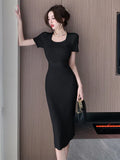 Zingj Style Design Short-Sleeved Knitted Dress For Women In Summer, A New High-End Dress With Thin Waist And