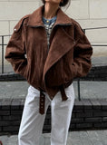 2025 Women's Hot Sale Velvet Brown Loose Casual Jacket