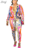 Two Piece Set Women Set Flower Print Long Sleeve Blouse Tops And Pant Suits Sheath Matching Fashion Outfit Spring