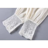 Spring Summer Chiffon Blouse Femme Long Sleeve Loose Solid Blouses Women Casual Hollow Crochet Floral Female Shirt