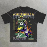 Men's T-Shirt Y2K Short-Sleeved Men's Former Dormitory Hip-Hop Loose Letter Printing Handsome Fried Street Round Collar Cotton Oversized