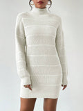 And Winter Half-High Collar Knitted Dress Women's Fashion Pure Color Sexy Bag Ass