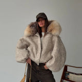 2025 Women's Hot Sale Velvet Brown Loose Casual Jacket