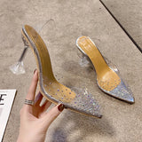 Transparent High-Heeled Sandals Women Wear High Heels In The Summer With A Water Drill Fish Mouth Shoes Fine High Heel Crystal