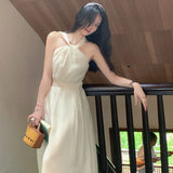 Summer Women One Piece New Elegant Party Lady Solid Halter Midi Dress Vestidos Femme Bodycon