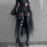 High-Waisted Net Irregular Skirt Dark Wind Summer New Style Leisure Skirt