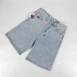 Y2k Big Boy Retro Hip-Hop Cartoon Graphics Denim Shorts Embroidered Loose Short Shinahara