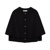 2025 Fashion Knitted Round-Necked Shawl Cape Design Woolen Sweater Women's