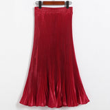 Luster Polyester Pressure Folded Half Skirt Original Single Long Skirt Silk Clear Silk