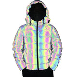 2024 Winter Clothing New Dazzling Color Reflective Cotton-Padded Clothes Thick Warm Coat Men And Women's Night Light Cotton-Padded Clothes Fashion-Outfit