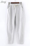 Cotton Linen Pants for Women Trousers Loose Casual Solid Color Women Harem Pants Capri Women's