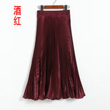 Luster Polyester Pressure Folded Half Skirt Original Single Long Skirt Silk Clear Silk