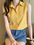Women Shirt Sleeveless Womens Tops and Blouses Elegant Yellow Blouses for Women Basic Womens Blouses OL Clothes for
