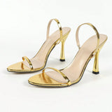 Selling Women's High Heels Hot Gold PU Leather Double-Layer UV Plating Fine Heel