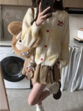 Yellow Stripe Red Buttoned Knitted Cardigan- Outfit
