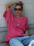 Zingj Old Short-Sleeved T-Shirts 2024 Summer Relaxation Casual Round Collar Wash Hair Short-Sleeved