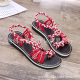 Zingj Size Summer Beach Sandals Women Clip Toe Rope Knot Flat Slippers Women- Outfit