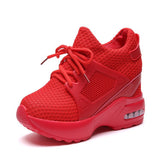 Zingj Thick Bottom Shallow With Net Cloth Belt Leisure Sports Travel Women Single Shoes High Heel Women's Shoes- Outfit