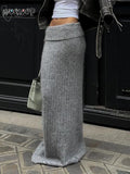 Autumn Winter Knit Skirt Fashion Street Style Low Rise Straight Long Skirts for Women y2k Harajuku Outfits Vintage