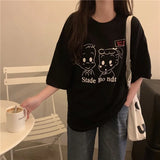 Women Harajuku Milk Printed Kawaii BF Couple Clothes Unisex Loose Long Summer Tee Top Womens Tshirt Korean Style