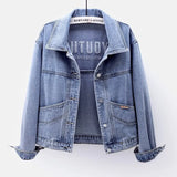 Zingj Goods Long Sleeve Denim Jacket Female Short Fall 2024 New Joker Cloth Pocket Loose Jacket Jacket-Outfit