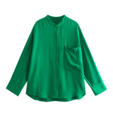 Spring Pocket Baggy Shirt Elastic Waist Pant