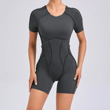 Zingj Three-Dimensional Beauty Sports Yoga Suit Integrated Tight Short Sleeve Hollow Back Conjoined Suit Female Fitness Clothing-Outfit
