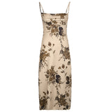 Zingj Floral Halter Dress Female Autumn 2023 New One-Line Collar Low Chest Back Slim Slim Casual